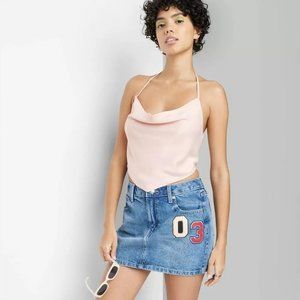 Women's Satin Cowl Neck Scarf Tank Top - Wild Fable Blush Pink XS